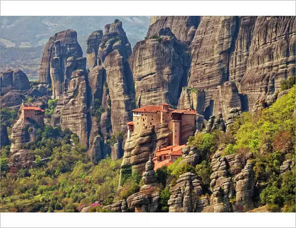 Greece, Meteora. Greek Orthodox monasteries in the mountains