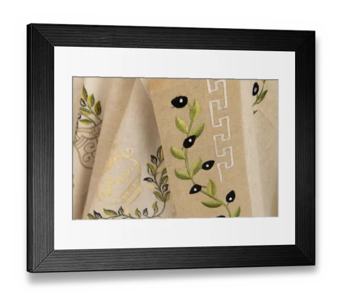 Framed Print : Traditional Grecian motif souvenir textile Framed Print : Traditional Grecian motif souvenir textile