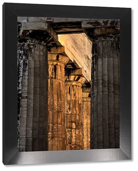 Parthenon columns on the Acropolis in Athens, Greece