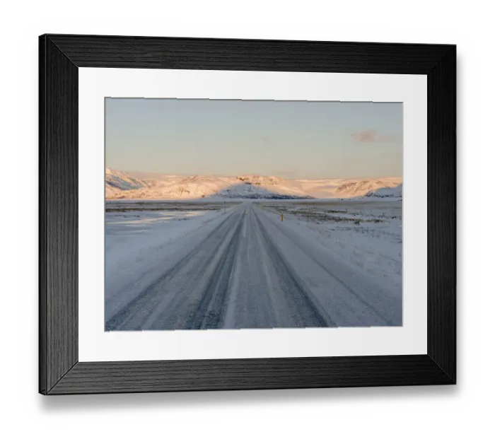 Framed Print : Landscape with country road near Hoffell during winter in Hornafjoerdur area Framed Print : Landscape with country road near Hoffell during winter in Hornafjoerdur area