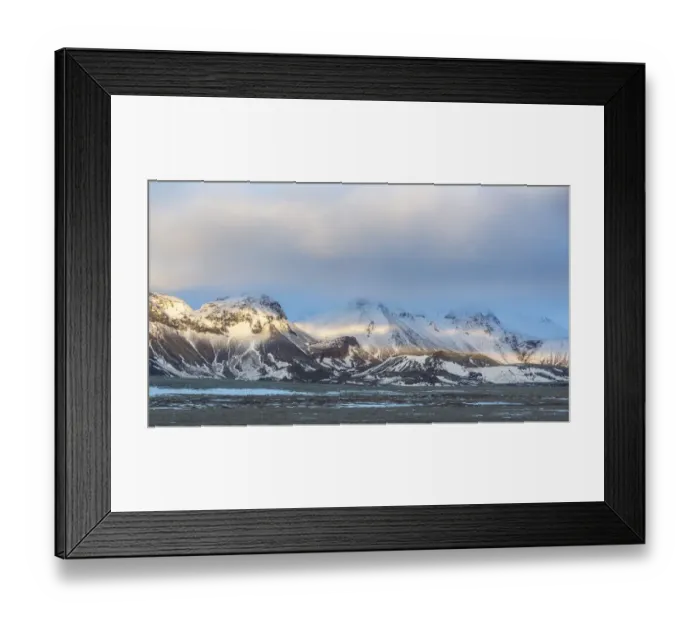 Framed Print : Europe, Iceland, Golden Circle. Winter landscape at sunrise