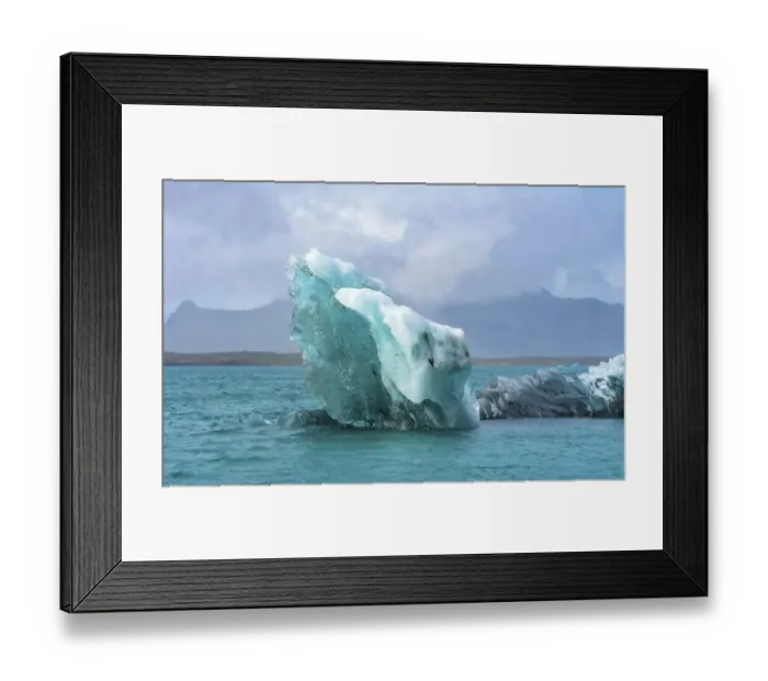 Framed Print : Blue, large iceberg Diamond Beach Jokulsarlon Glacier Lagoon Vatnajokull National Park