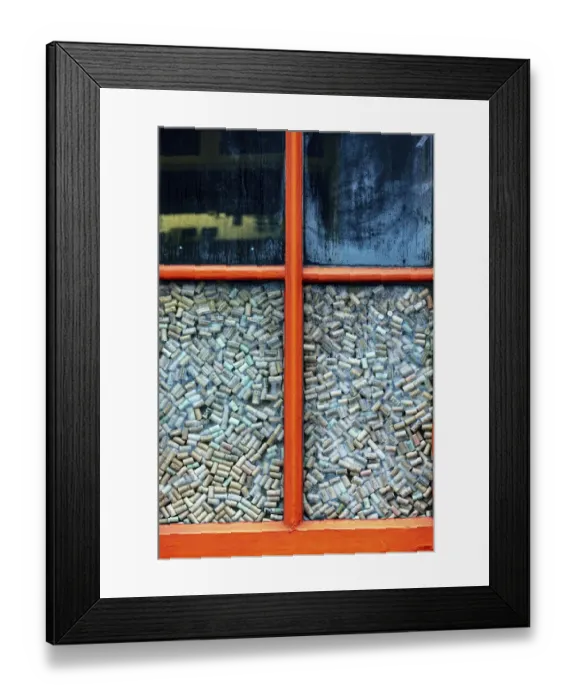 Framed Print : Colorful window full of wine corks in Ennistymon, Ireland Framed Print : Colorful window full of wine corks in Ennistymon, Ireland