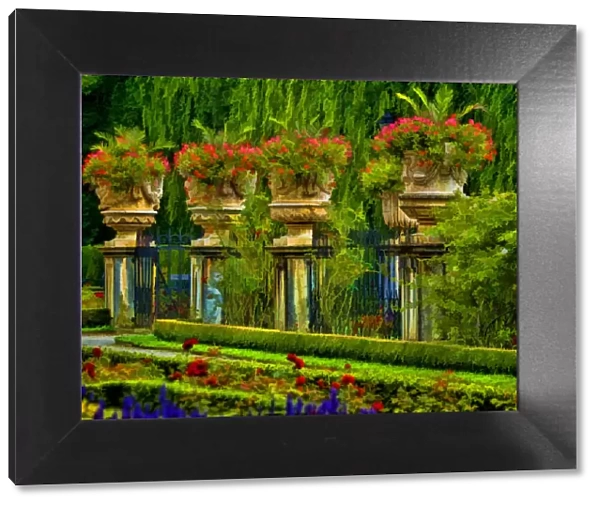 Europe, Austria, Salzburg. Abstract of formal gardens at Mirabell Palace