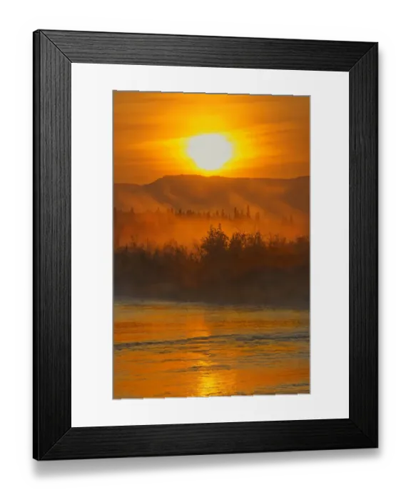 Framed Print : Canada, Yukon, Kluane National Park. Fog on Dezadeash River at sunrise Framed Print : Canada, Yukon, Kluane National Park. Fog on Dezadeash River at sunrise