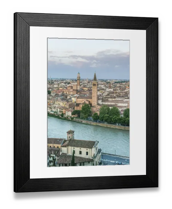 Framed Print : Italy, Verona. Looking Down on the city from Castello San Pietro