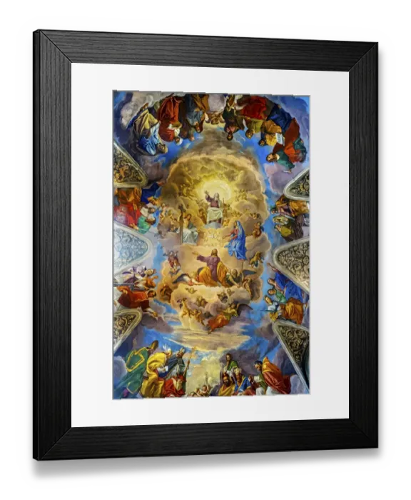 Framed Print : God Jesus Mary Fresco Basilica San Giacomo In Augusta Church, Rome, Italy Framed Print : God Jesus Mary Fresco Basilica San Giacomo In Augusta Church, Rome, Italy