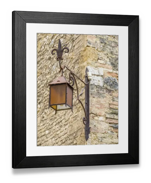 Framed Print : Europe, Italy, Chianti. Lamppost on the corner in the town of San Gimignano Framed Print : Europe, Italy, Chianti. Lamppost on the corner in the town of San Gimignano