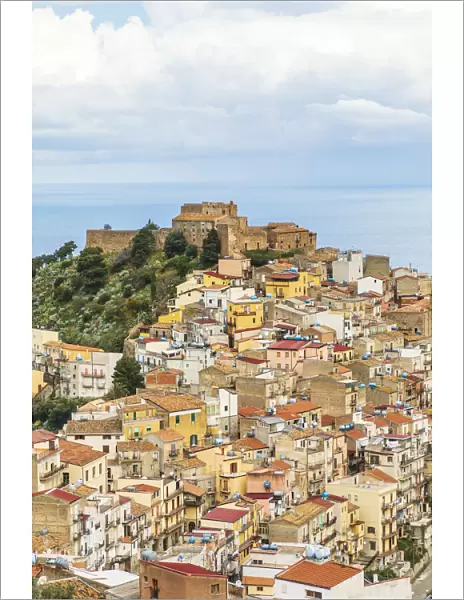 Italy, Sicily, Messina Province, Caronia. The medieval hilltop town Caronia