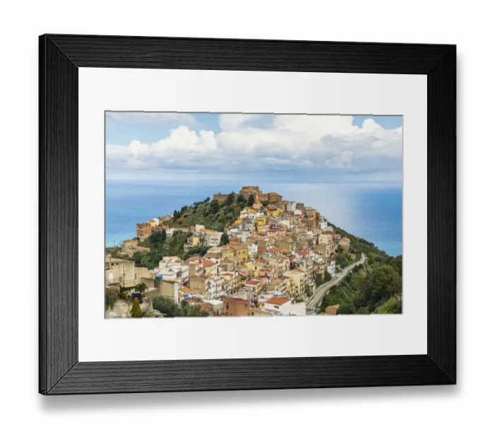 Framed Print : Italy, Sicily, Messina Province, Caronia. The medieval hilltop town Caronia