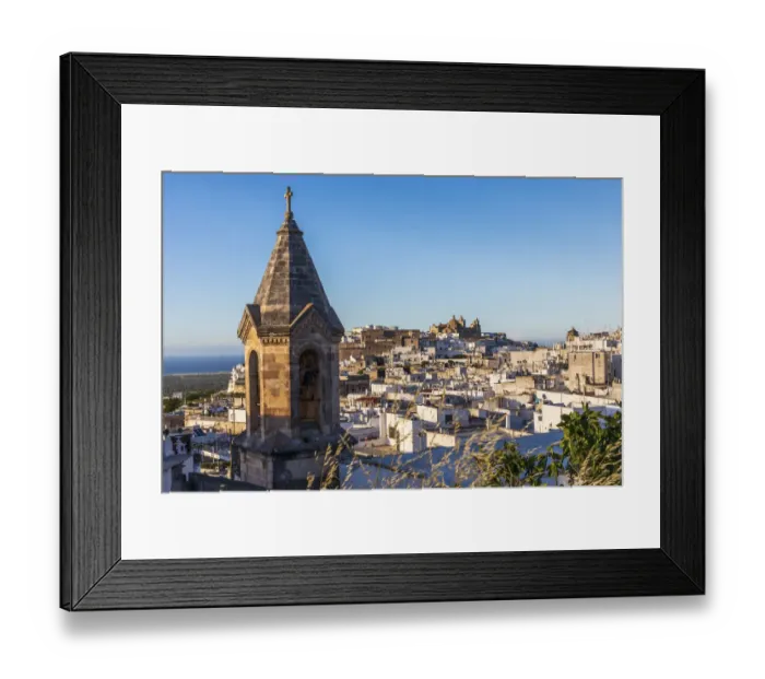 Framed Print : Italy, Apulia, Province of Brindisi, Ostuni. View over the town with unidentified church