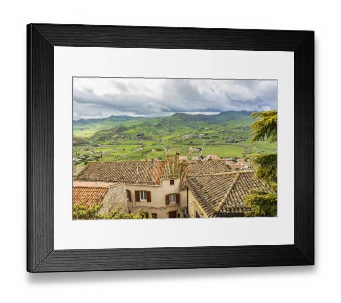 Framed Print : Italy, Sicily, Palermo Province, Gangi. Territorial town view of the countryside around Framed Print : Italy, Sicily, Palermo Province, Gangi. Territorial town view of the countryside around