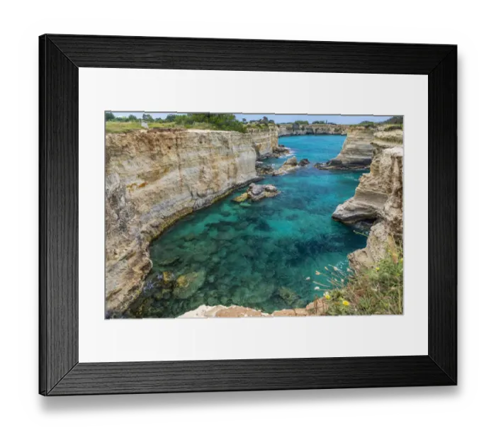Framed Print : Italy, Apulia, Province of Lecce, Melendugno. The Faraglioni (limestone stacks Framed Print : Italy, Apulia, Province of Lecce, Melendugno. The Faraglioni (limestone stacks