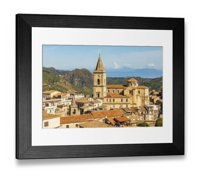Framed Print : Italy, Sicily, Messina Province, Novara di Sicilia. The medieval hill town of Novara di