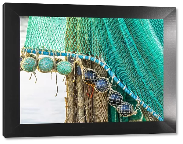 Italy, Sicily, Agrigento Province, Sciacca. A fishing net in the harbor of Sciacca
