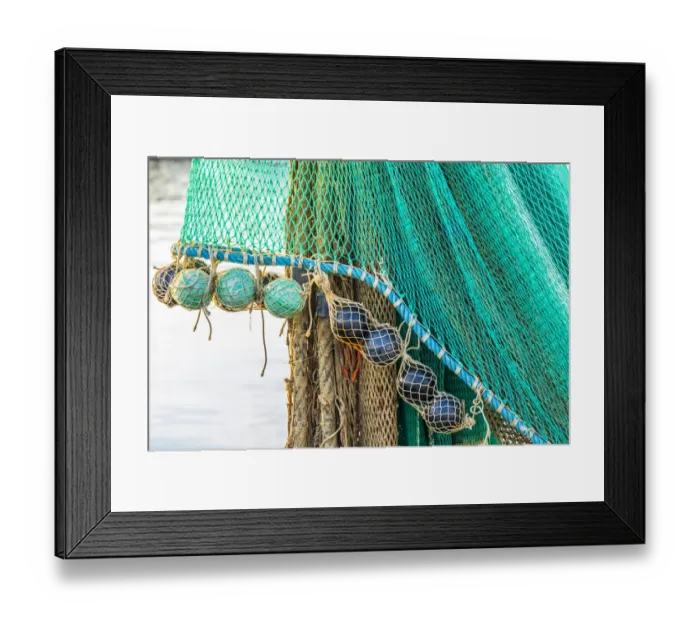 Framed Print : Italy, Sicily, Agrigento Province, Sciacca. A fishing net in the harbor of Sciacca
