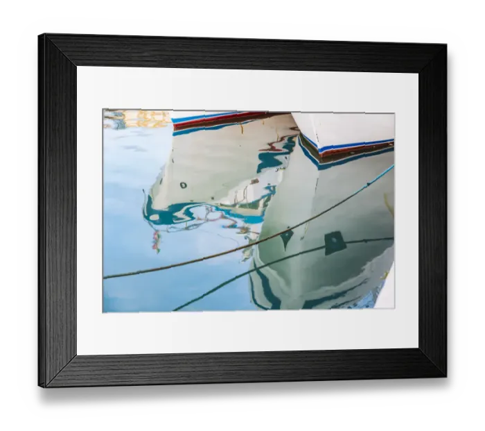 Framed Print : Italy, Sicily, Agrigento Province, Sciacca. Reflection of fishing boats in the harbor of Framed Print : Italy, Sicily, Agrigento Province, Sciacca. Reflection of fishing boats in the harbor of