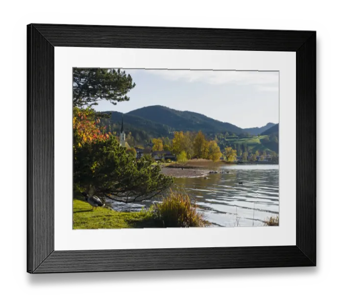 Framed Print : Lake and village Schliersee in the Bavarian Alps, Bavaria, Germany