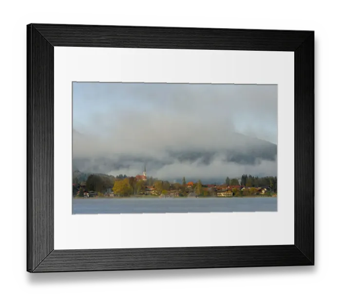 Framed Print : View towards Bad Wiessee. Lake Tegernsee near village Rottach Egern in the Bavarian Alps