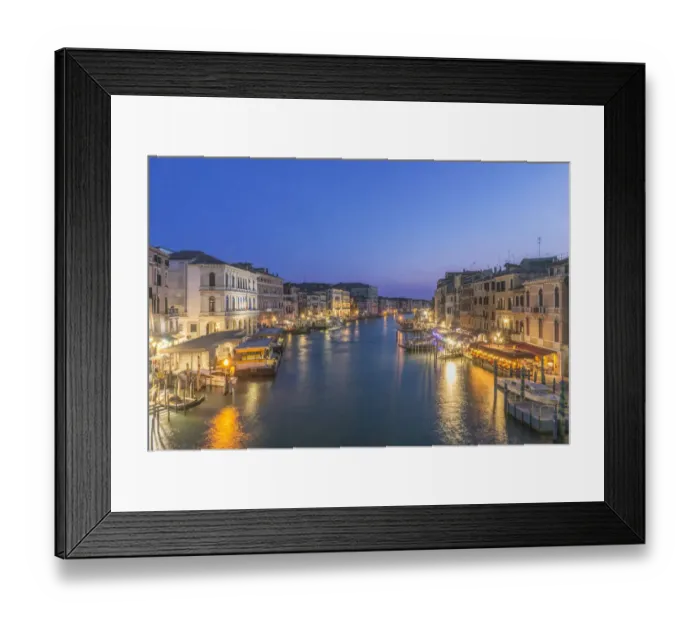 Framed Print : Italy, Venice. Grand Canal at Twilight from Rialto Bridge
