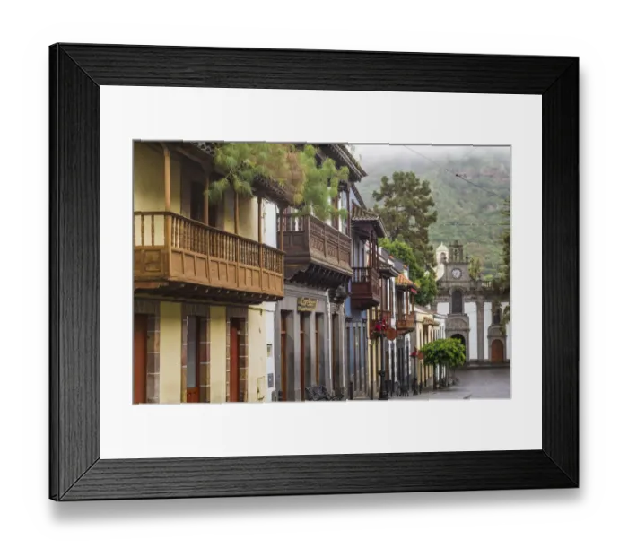 Framed Print : Spain, Canary Islands, Gran Canaria Island, Teror, main street and traditional houses