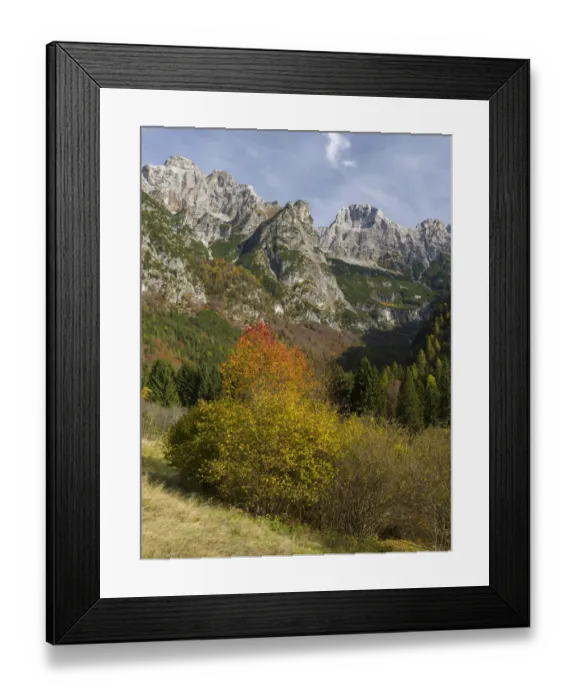 Framed Print : Peaks of Dolomiti di Brenta high above Val d Algone Dolomiti di Brenta