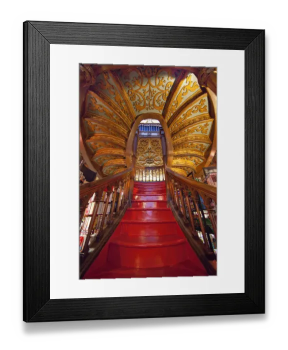 Framed Print : Portugal, Porto. Ornate staircase in the Lello Bookstore