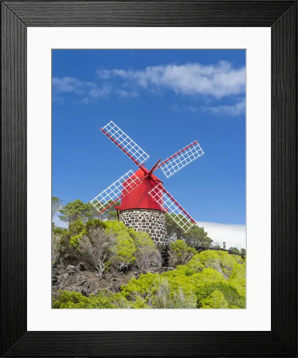 Framed Print : Traditional windmill near Sao Joao. Pico Island, an island in the Azores in the Atlantic Framed Print : Traditional windmill near Sao Joao. Pico Island, an island in the Azores in the Atlantic