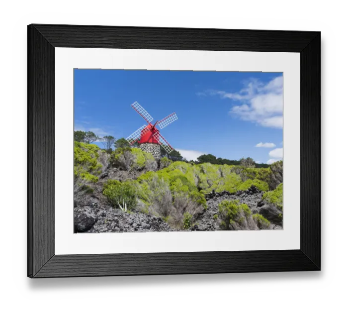 Framed Print : Traditional windmill near Sao Joao. Pico Island, an island in the Azores in the Atlantic Framed Print : Traditional windmill near Sao Joao. Pico Island, an island in the Azores in the Atlantic