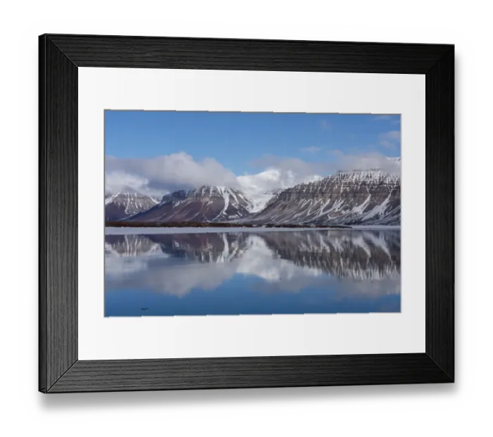 Framed Print : Norway, Svalbard, Spitsbergen, Fjord. Arctic fjord reflections Framed Print : Norway, Svalbard, Spitsbergen, Fjord. Arctic fjord reflections