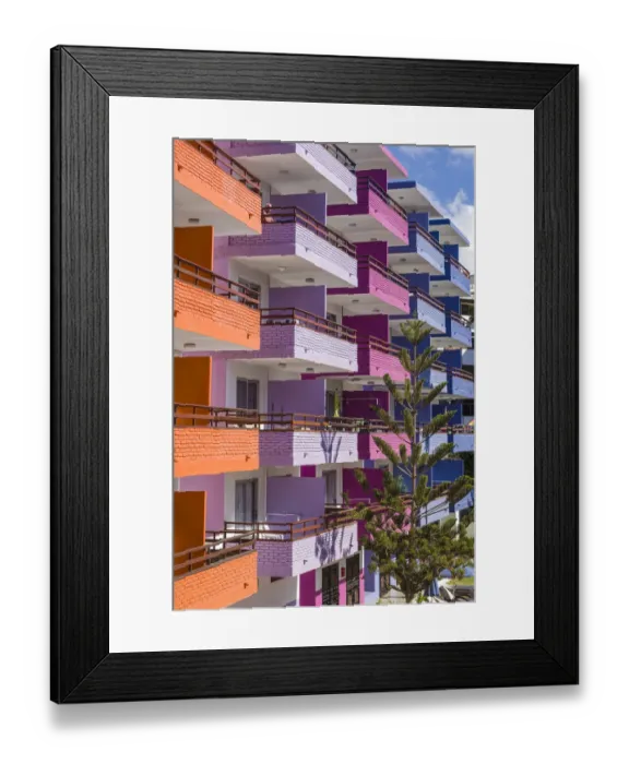 Framed Print : Spain, Canary Islands, Gran Canaria Island, Playa del Ingles, colorful balconies Framed Print : Spain, Canary Islands, Gran Canaria Island, Playa del Ingles, colorful balconies