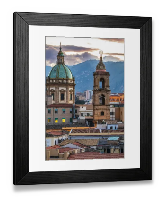 Framed Print : Italy, Sicily, Palermo Province, Palermo. The dome and bell tower of the baroque Chiesa Framed Print : Italy, Sicily, Palermo Province, Palermo. The dome and bell tower of the baroque Chiesa