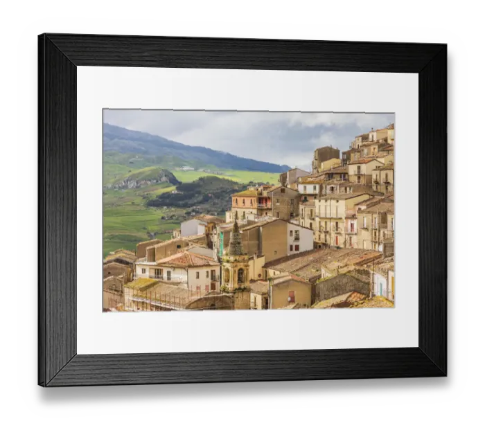 Framed Print : Italy, Sicily, Palermo Province, Gangi. View of the town of Gangi in the mountains of Framed Print : Italy, Sicily, Palermo Province, Gangi. View of the town of Gangi in the mountains of