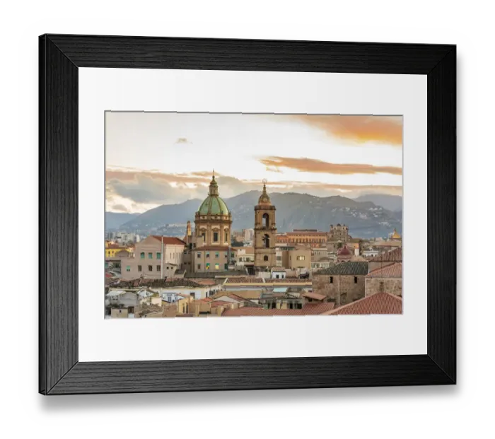 Framed Print : Italy, Sicily, Palermo Province, Palermo. The dome and bell tower of the baroque Chiesa