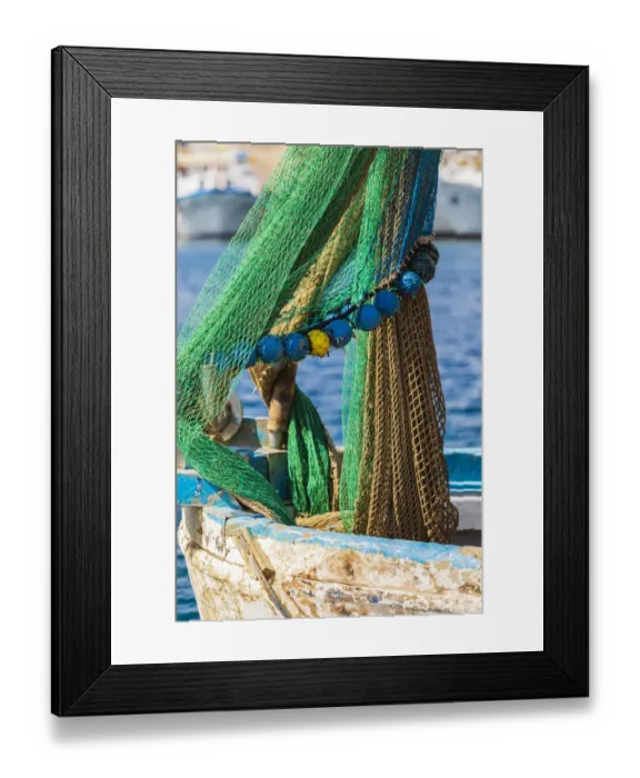 Framed Print : Italy, Sicily, Palermo Province, Santa Flavia. Net on a small fishing boat in the harbor Framed Print : Italy, Sicily, Palermo Province, Santa Flavia. Net on a small fishing boat in the harbor