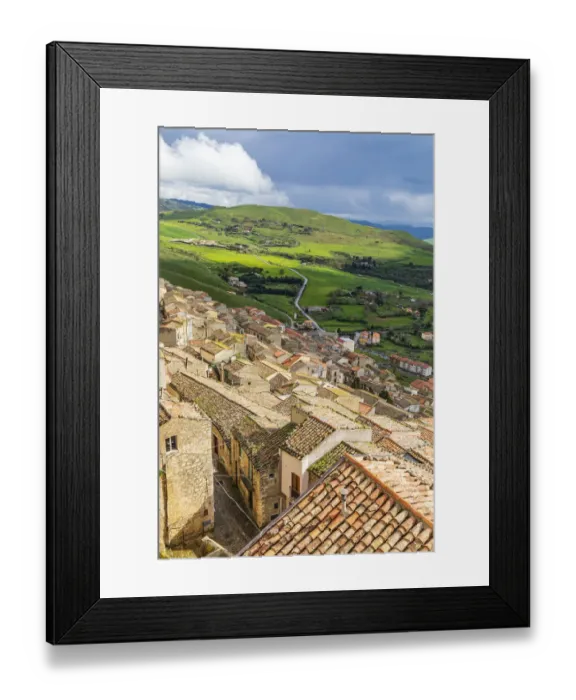 Framed Print : Italy, Sicily, Palermo Province, Gangi. View of the town of Gangi in the mountains of Framed Print : Italy, Sicily, Palermo Province, Gangi. View of the town of Gangi in the mountains of