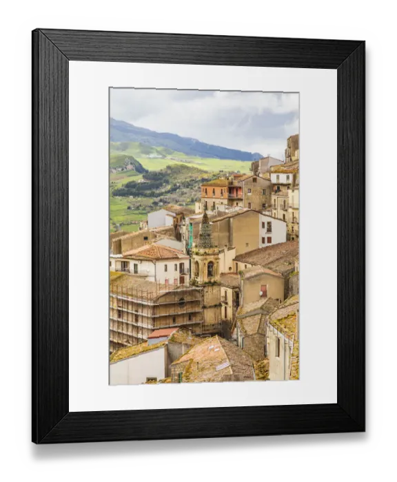 Framed Print : Italy, Sicily, Palermo Province, Gangi. View of the town of Gangi in the mountains of Framed Print : Italy, Sicily, Palermo Province, Gangi. View of the town of Gangi in the mountains of