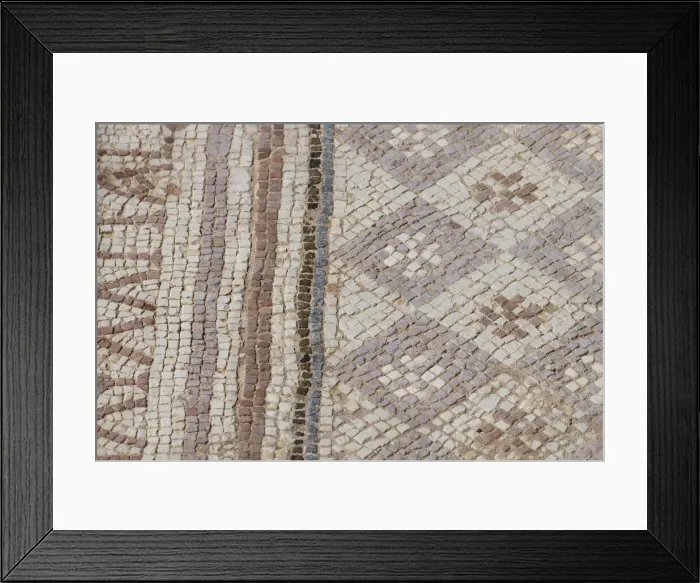Framed Print : Cyprus, archaeological site of Kourion. Detail of ancient mosaic floor with geometric Framed Print : Cyprus, archaeological site of Kourion. Detail of ancient mosaic floor with geometric