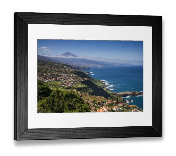 Framed Print : Spain, Canary Islands, Tenerife Island, El Sauzal, elevated view of the west coast