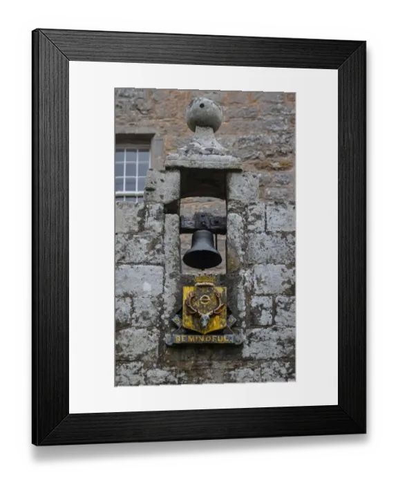 Framed Print : Gable above the front entrance to Cawdor Castle bearing the motto Be Mindful Framed Print : Gable above the front entrance to Cawdor Castle bearing the motto Be Mindful