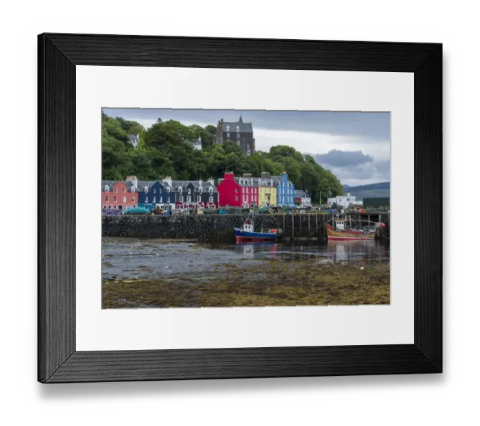 Framed Print : The colorful waterfront shops of Tobermory, Isle of Mull, Scotland Framed Print : The colorful waterfront shops of Tobermory, Isle of Mull, Scotland