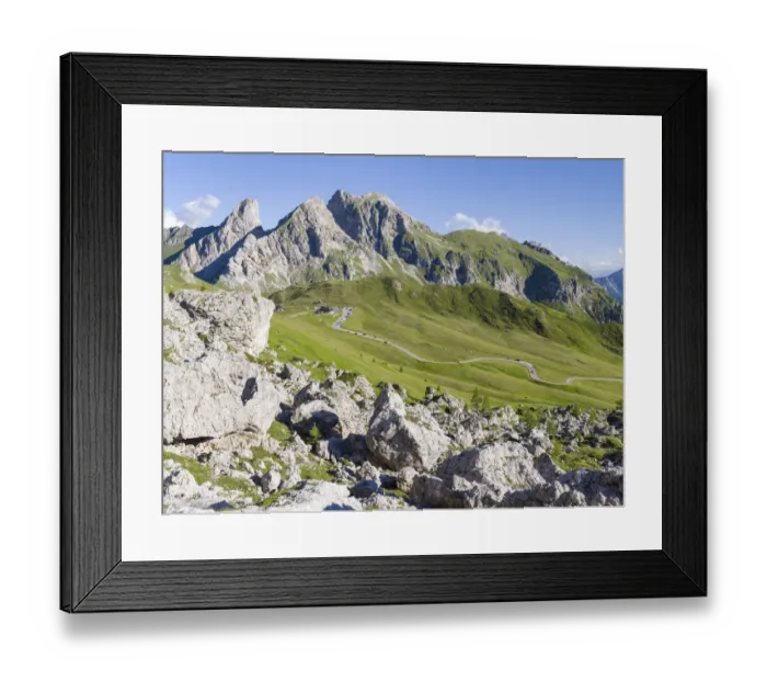 Framed Print : Dolomites at Passo Giau. View towards Monte Cernera and Monte Mondeval Framed Print : Dolomites at Passo Giau. View towards Monte Cernera and Monte Mondeval