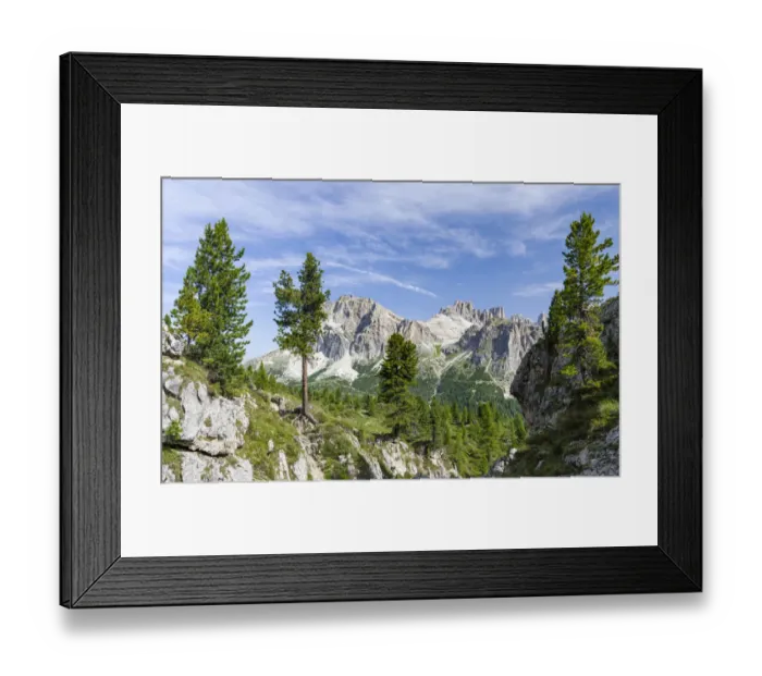 Framed Print : Dolomites at Falzarego mountain pass, Lagazuoi, Fanes and Monte Cavallo in nature park