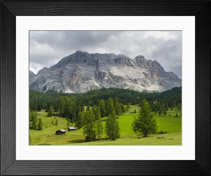 Framed Print : Mountain range Kreuzkofel, Sasso Santa Croce in the nature park Fanes Sennes Prags Framed Print : Mountain range Kreuzkofel, Sasso Santa Croce in the nature park Fanes Sennes Prags