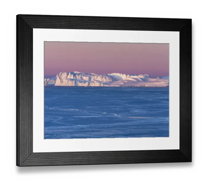 Framed Print : Sunrise during winter at the Ilulissat Fjord, located in the Disko Bay in West Greenland Framed Print : Sunrise during winter at the Ilulissat Fjord, located in the Disko Bay in West Greenland