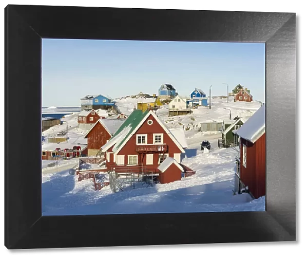 Winter in the town of Upernavik in the north of Greenland at the shore of Baffin Bay