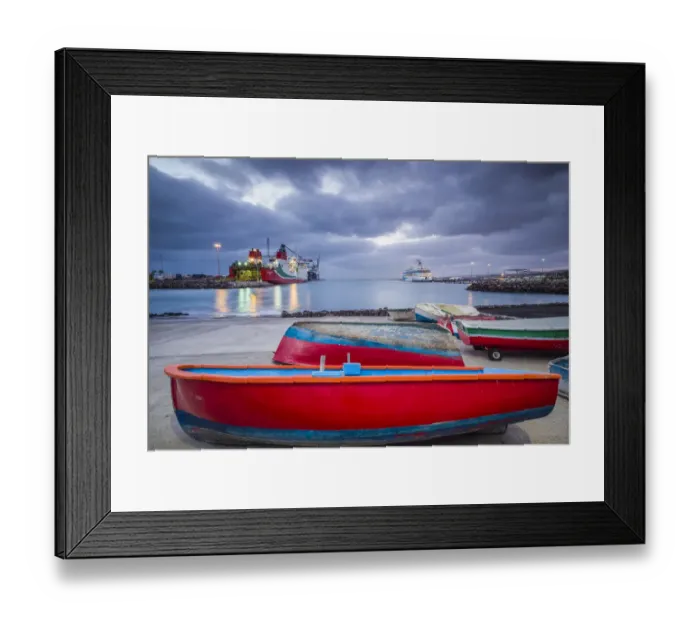 Framed Print : Spain, Canary Islands, Fuerteventura Island, Puerto del Rosario, port, dawn Framed Print : Spain, Canary Islands, Fuerteventura Island, Puerto del Rosario, port, dawn