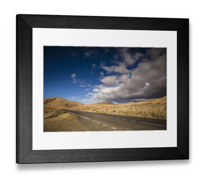 Framed Print : Spain, Canary Islands, Fuerteventura Island, Pajara, desert landscape along the FV-605
