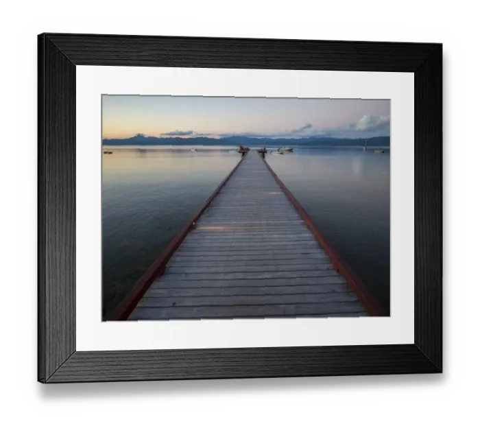 Framed Print : Fiji, Vanua Levu. Long wooden pier