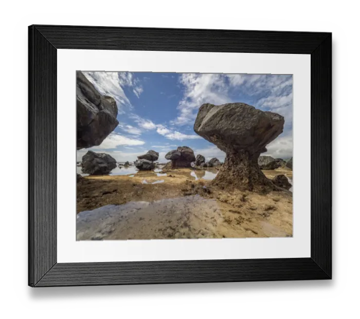 Framed Print : Fiji, Taveuni Island. Rock formations on the beach of Lavena showing erosion Framed Print : Fiji, Taveuni Island. Rock formations on the beach of Lavena showing erosion